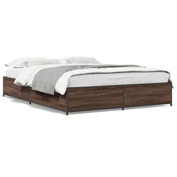 Okvir za krevet smeđi hrast 140x190cm konstruirano drvo i metal