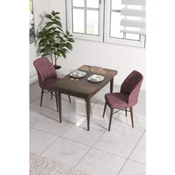 Hanah Home trpezarijski set Arp, sto i 2 stolice, ploča u dekoru drveta Baroque, puder roze tkanina Babyface