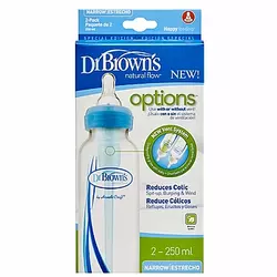 Dr. Browns bočica za hranjenje, Options + usko grlo, PP, plava, 250 ml, 2 kom