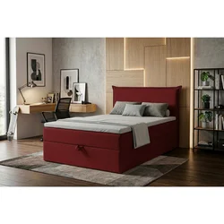 MID.YOU POSTELJA Z VZMETNICO 120 cm x 200 cm , tekstil, leseni material rdeča