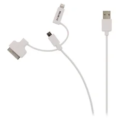Nedis VLMP39410W1.00 Nedis 3 u 1 Kabl za sinhronizaciju i punjenje USB-A muški - Micro B muški 1m, + 30-Pin Doc, Beli