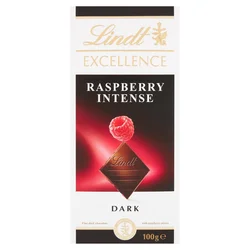 LINDT Excellence temna čokolada s koščki maline 100 g