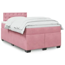 VIDAXL Box spring postelja z vzmetnico roza 120x200 cm žamet