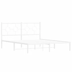 Vidaxl Kovinski posteljni okvir z vzglavjem bel 150x200 cm