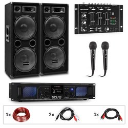 Auna Pro PW-2222 MKII, PA karaoke set, pojačalo, 2 pasivna PA zvučnika, mikseta, 2 mikrofona