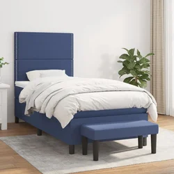 Vidaxl Box spring postelja z vzmetnico modra 100x200 cm blago