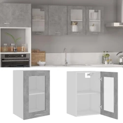 Viseći stakleni ormarić Lyon betonsko sivi 40x31x60 cm Inženirsko drvo