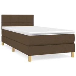 Vidaxl Box spring postelja z vzmetnico temno rjava 100x200 cm blago