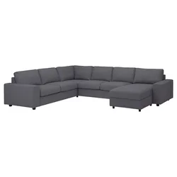VIMLE Ugaona sofa s lenjivcem, 5-sed, sa širokim rukohvatima/Gunnared zagasitosiva
