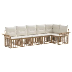 Set vanjskih sofa 6 pcs Prirodna i krema bijela Poliester