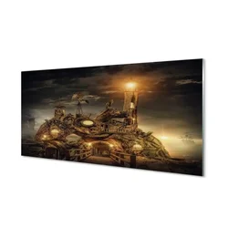 tulup.si Steklena slika Luč oblaki plovil 100x50 cm 4 obešalnika