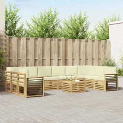 Set vanjskih sofa s jastukom 11 pcs Bijela i krem Poliester
