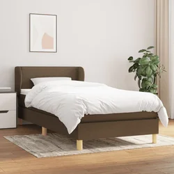 Greatstore Box spring postelja z vzmetnico temno rjava 100x200 cm blago