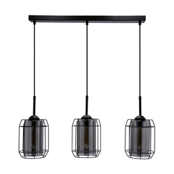 Jonera Pendant Lamp Black 3X40 E27 Smoked Lampshade