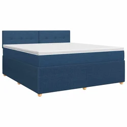 vidaXL Postelja boxspring z vzmetnico Modra 160 x 200 cm Blago