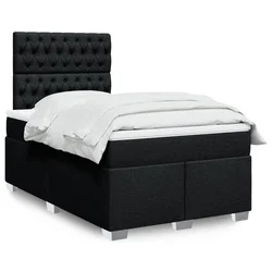 vidaXL Box spring postelja z vzmetnico črn 120x200 cm blago