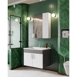 Skye Decor Set kupatilskog ormarića sa umivaonikom i ogledalom, 2 dela, Beli