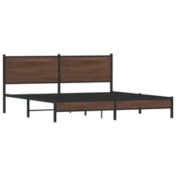 Vidaxl Kovinski posteljni okvir brez vzmetnice rjavi hrast 183x213 cm