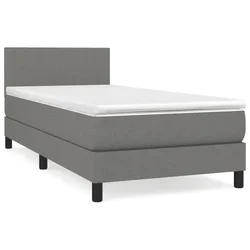 Vidaxl Box spring postelja z vzmetnico temno siva 80x200 cm blago