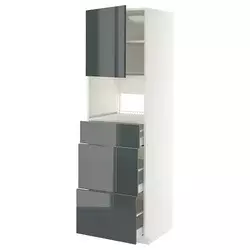 METOD / MAXIMERA Visoki element za ugradne uređaje, bela/Kallarp tamna sivozelena visokog sjaja, 60x60x200 cm