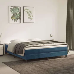 Greatstore Box spring postelja z vzmetnico temno modra 180x200 cm žamet