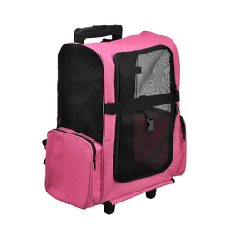 [pro.tec] 2 v 1 nahrbtnik in transportni voziček/kovček na koleščkih za majhne živali 36x30 cm pink