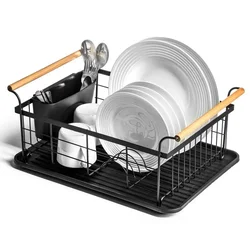 Vilde 150623 - Metlani ocedjivac za sudove sa drvenim drskama 42,5 x 29,5 x 19 cm