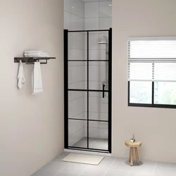 Vrata za tuš od kaljenog stakla 81 x 195 cm crna
