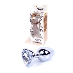 Jewellery Silver Heart PLUG- Clear