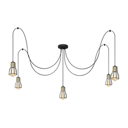 Luster na lanku TUBE LONG 5xE27/15W/230V crna/zlatna