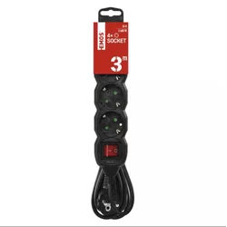 Emos kabl produžni crni sa prekidačem 3m/4r pc1423r ( 3113 )