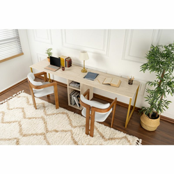HANAH HOME Radni sto Twin Study Desk Travertine Gold