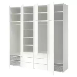 PLATSA Garderober s 8 vrata i 6 fioka, bela/FONNES bela, 240x57x241 cm