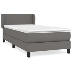Vidaxl Box spring postelja z vzmetnico siva 90x190 cm umetno usnje