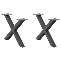 Noge za klub stolić u obliku slova X, 2 kom, antracit, 60 x (30-31) cm, čelik