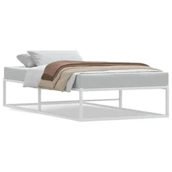 Vidaxl Posteljni okvir brez vzmetnice bel 100x200 cm kovinska