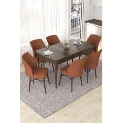 Hanah Home Set Trpezarijski sto i 6 stolica Nef, Terakota