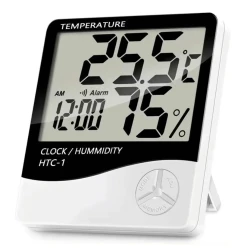 Termometar HTC-1 JWD temperetura, sat, vlaznost vazduha beli
