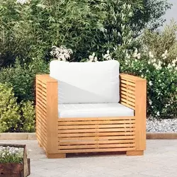 Vrtna fotelja s krem jastucima od masivne tikovine