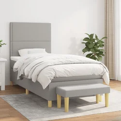 Vidaxl Box spring postelja z vzmetnico svetlo siv 100x200 cm blago