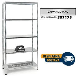 Polica metal-metal 170x75x30cm 5x50kg galva