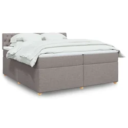 Vidaxl Box spring postelja z vzmetnico taupe 200x200 cm blago