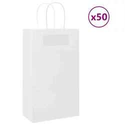 Papirnate vrećice 50 kom s ručkama bijele 21x11x36 cm