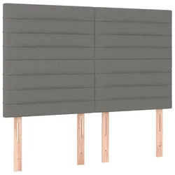 Vidaxl Vzglavje postelje temno sivo 144x5x118/128 cm blago