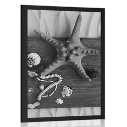 Plakat zakladi morja na lesu v črnobeli varianti - 30x45 white