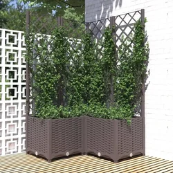 Vidaxl vidaXL Vrtno korito z rešetko, rjavo, 80x80x136 cm, PP