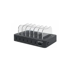 MANHATTAN USB punjač 6-port 102254 5V/2.4V/50W/držač za telefon Crni