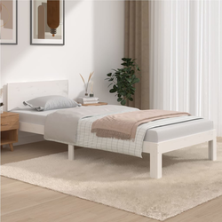 Greatstore Posteljni okvir bel iz trdne borovine 90x200 cm