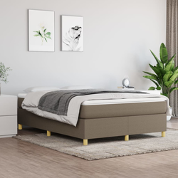 vidaXL Box spring postelja z vzmetnico taupe 140x200 cm blago