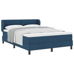 Vidaxl Postelja z vzmetnico z vzglavjem Modra 140 x 190 cm blago